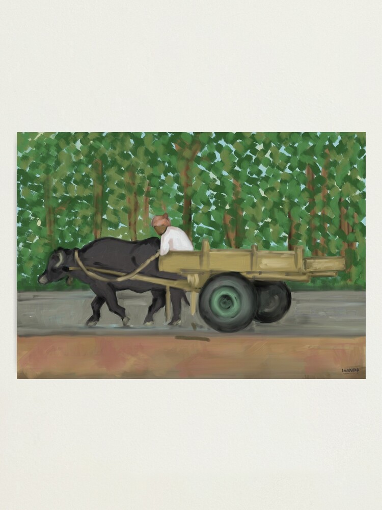 Alternate view of Man driving his cart painting - India Photographic Print