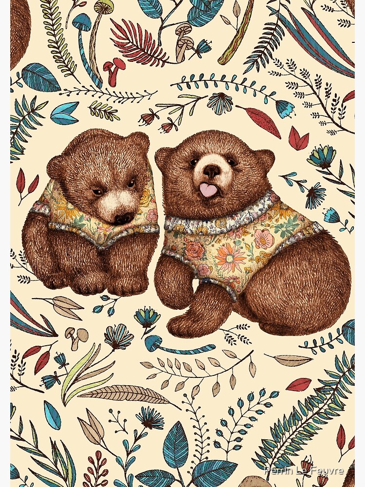 Whimsical Bear Pair with Fantasy Flora by PerrinLeFeuvre