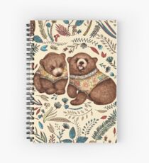 Whimsical Bear Pair with Fantasy Flora Spiral Notebook