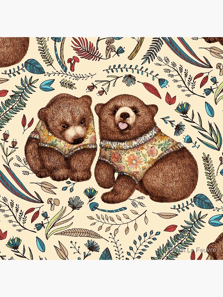 Whimsical Bear Pair with Fantasy Flora by PerrinLeFeuvre