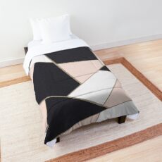 Charcoal Blush White Gold Geometric Glam #1 #geo #decor #art Comforter