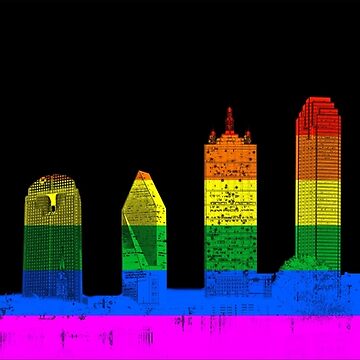 Artwork thumbnail, Dallas Skyline Rainbow Flag Supermoon - LGBTQ by WarrenPHarris