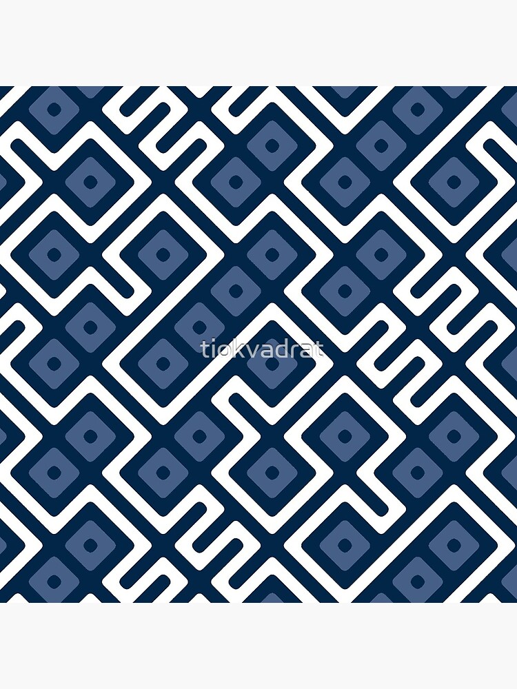 Maze Abstract Pattern - White / Navy by tiokvadrat