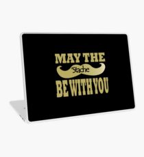 Funny black mustache may the stache be with you geek funny nerd Laptop Skin