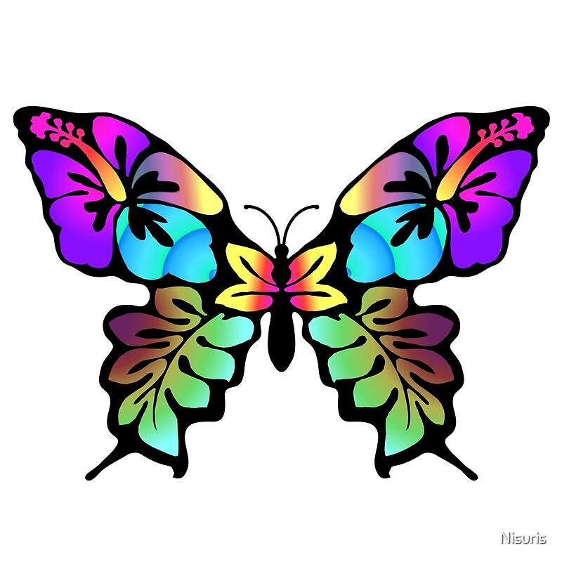 "Rainbow Colors Butterfly Wings in Pop Art Graphic Design" by Nisuris