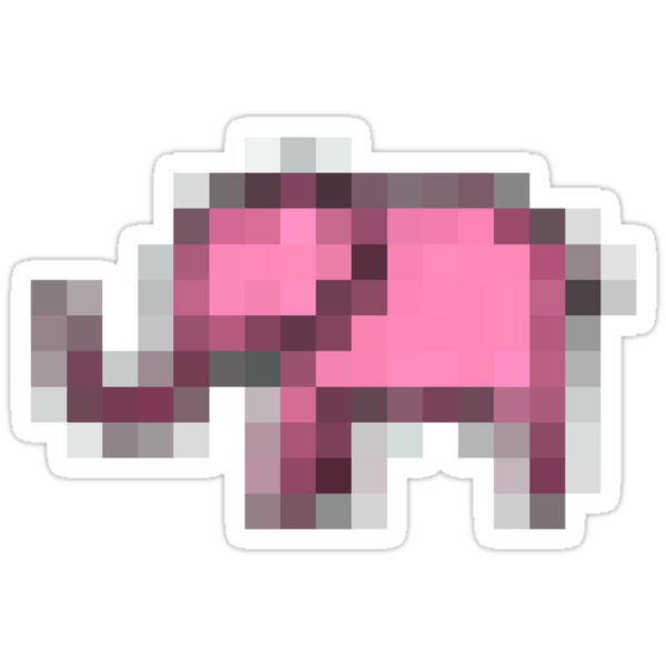 "Pink Elephant - Pixel Art" Stickers by Raudius | Redbubble