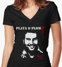 Pablo Escobar "Plata o Plomo" Women's Fitted V-Neck T-Shirt