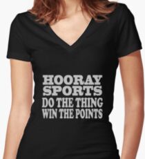 Hooray sports win points geek funny nerd Women's Fitted V-Neck T-Shirt