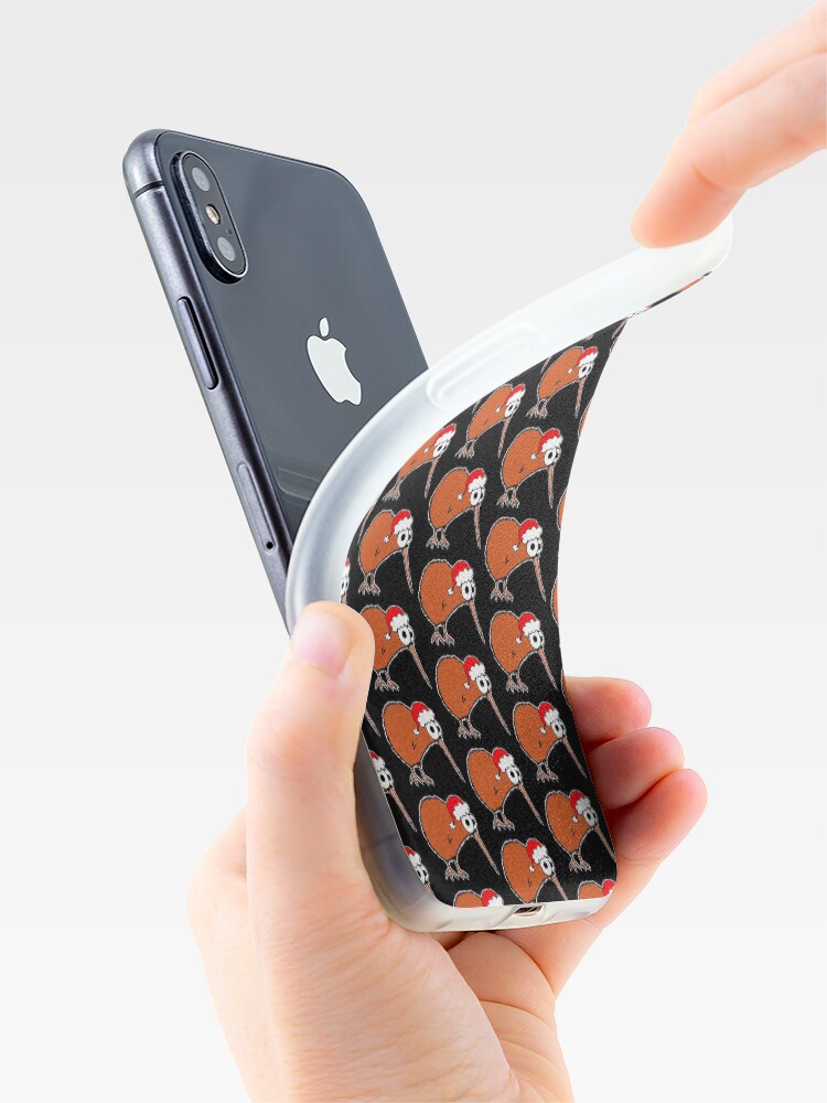 Alternate view of Christmas Kiwi - on black iPhone Case & Cover