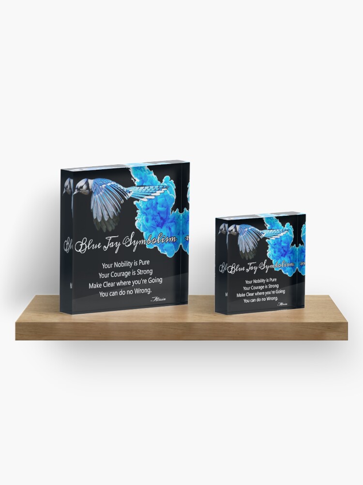 Alternate view of Blue Jay Symbolism Acrylic Block