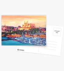 Spain Balearic Island Palma De Majorca With Harbour And Cathedral Postcards