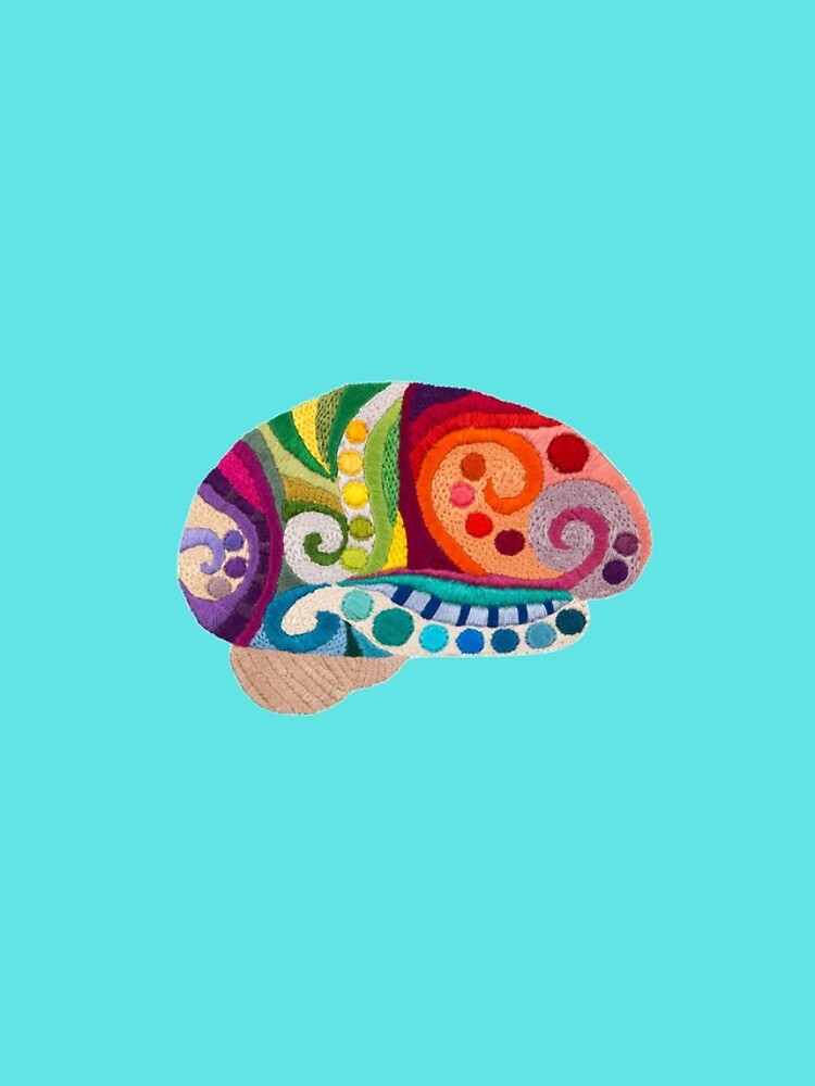 Flow Brain - Embroidered Look - A sampler of stitches highlighting the Cerebral lobes by Laurabund