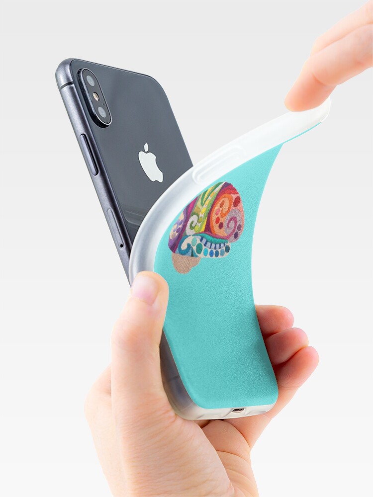 Alternate view of Flow Brain - Embroidered Look - A sampler of stitches highlighting the Cerebral lobes iPhone Case & Cover