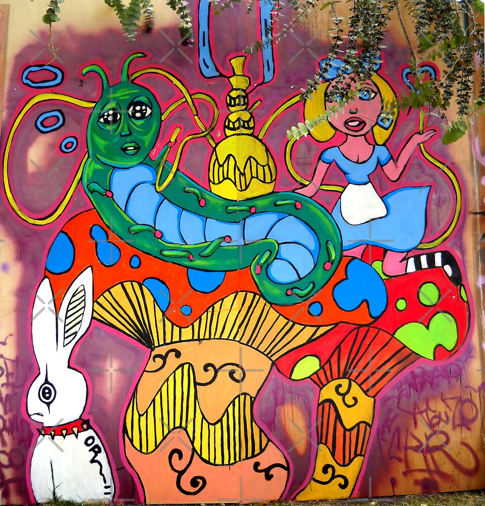 "Alice & The Hooka smoking Caterpillar" by ogfx Redbubble