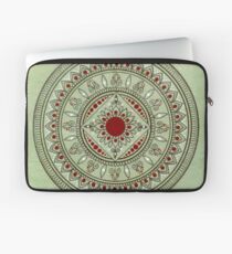 Hand Drawn Green And Red Mandala Laptop Sleeve