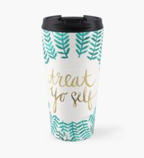 Treat Yo Self – Turquoise Travel Mug