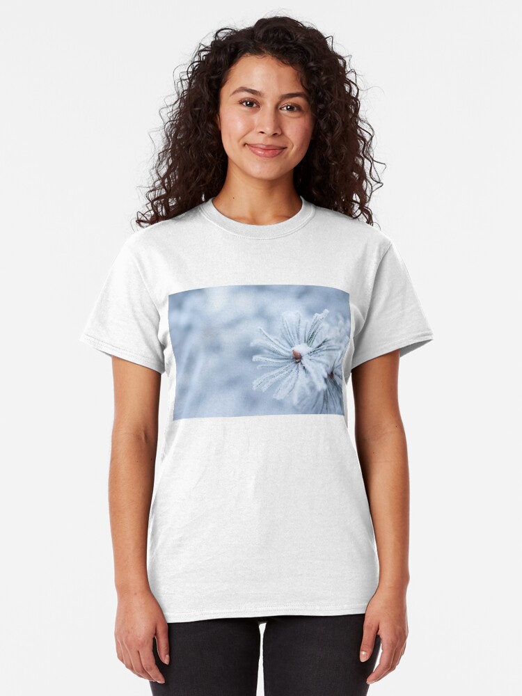 Alternate view of Hoarfrost on conifer tree needles Classic T-Shirt