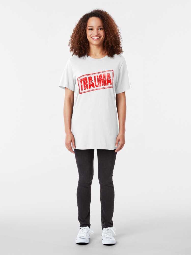 Alternate view of Trauma (Vintage Retro Stamp) Slim Fit T-Shirt