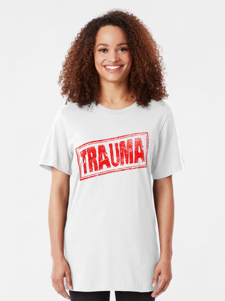 Alternate view of Trauma (Vintage Retro Stamp) Slim Fit T-Shirt