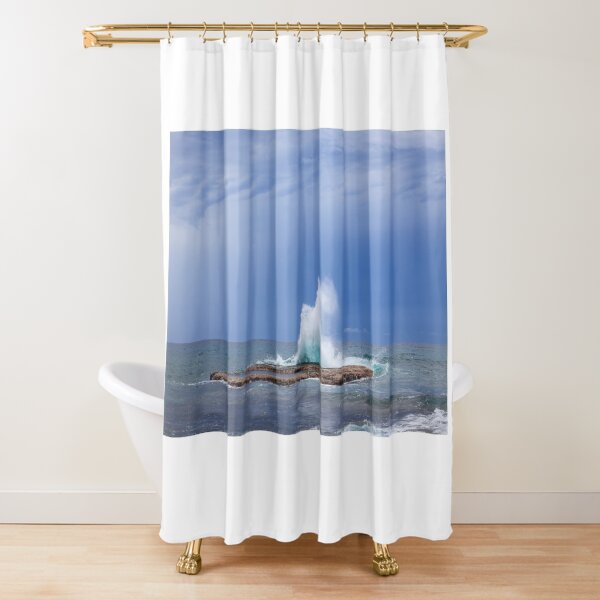 Waves crashing on rock big splash Shower Curtain