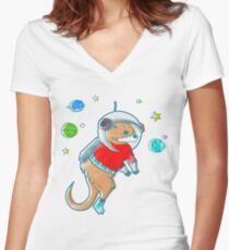 Otter Space Women's Fitted V-Neck T-Shirt