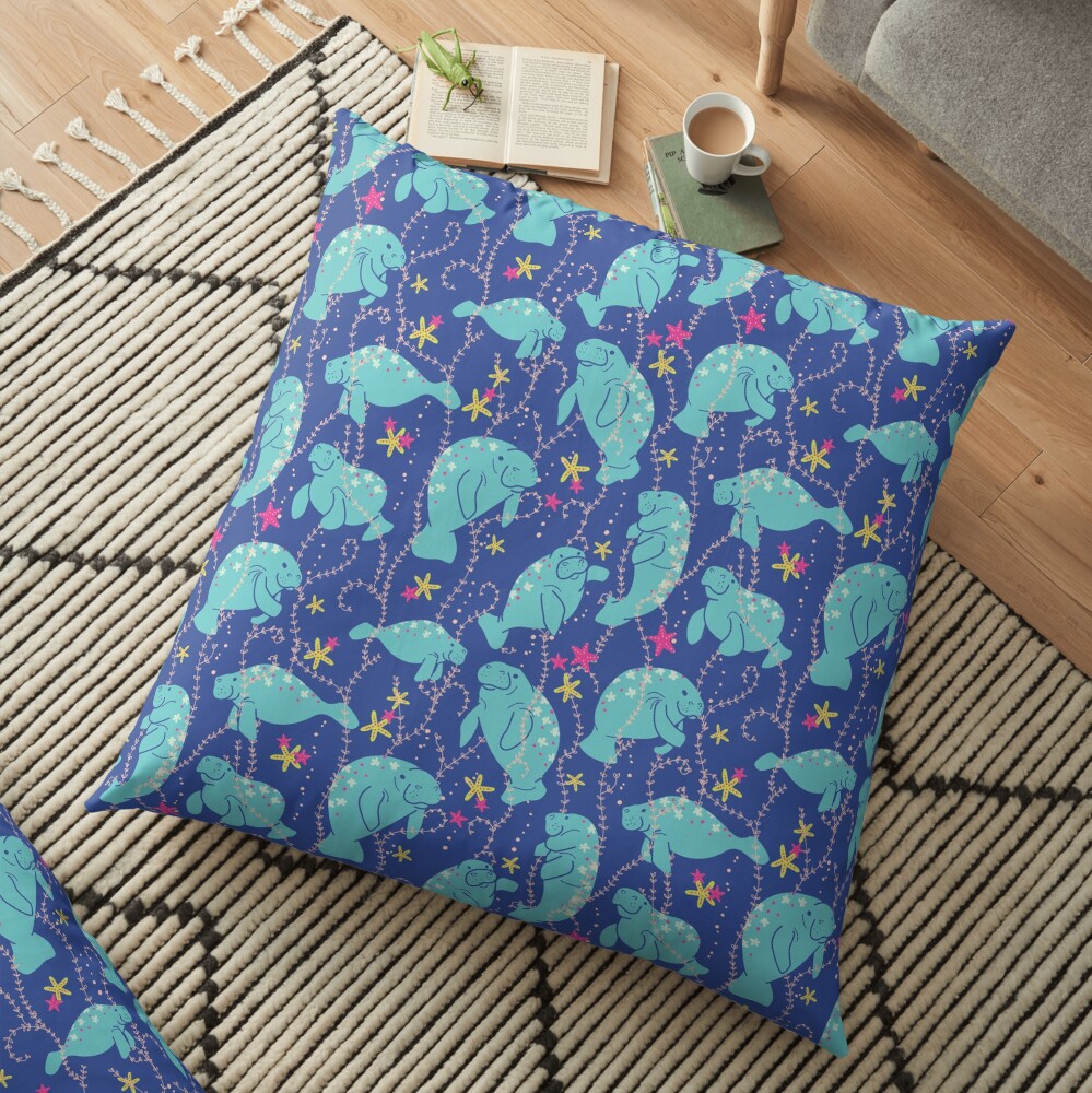 Oh the Hue-Manatee: bright Floor Pillow