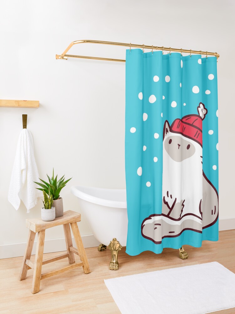 Alternate view of Cat Watching Snowfall Shower Curtain