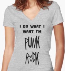 punk rock Women's Fitted V-Neck T-Shirt