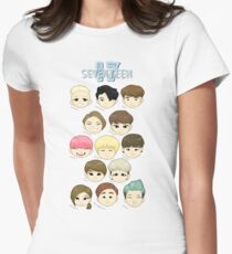 SEVENTEEN Chibi Köpfe Tailliertes T-Shirt