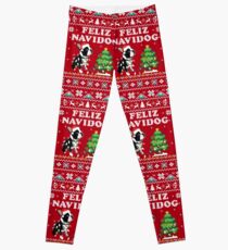 Feliz Navidog Boston Terrier Dog Ugly Christmas Leggings