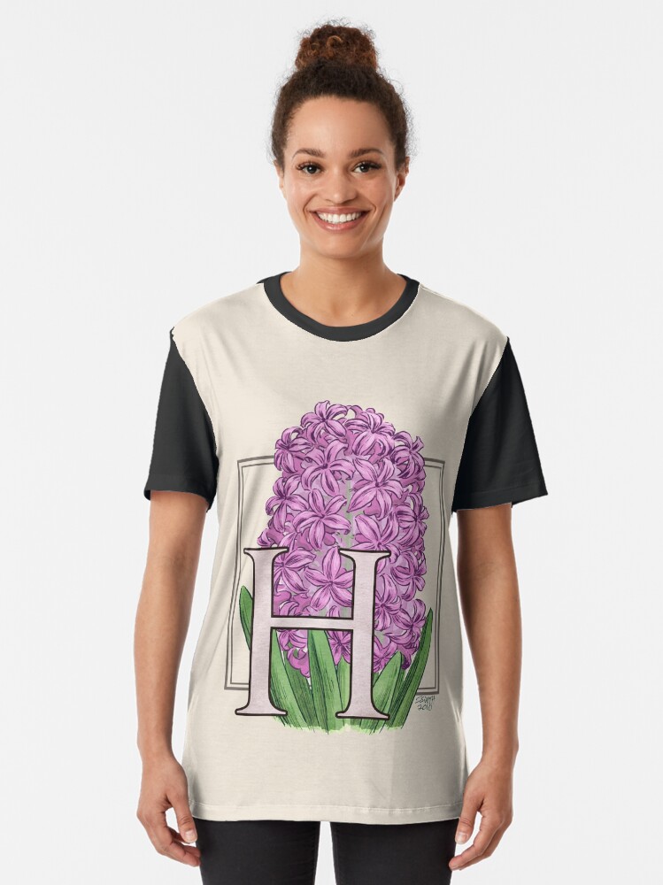 Alternate view of H is for Hyacinth Flower Monogram Graphic T-Shirt