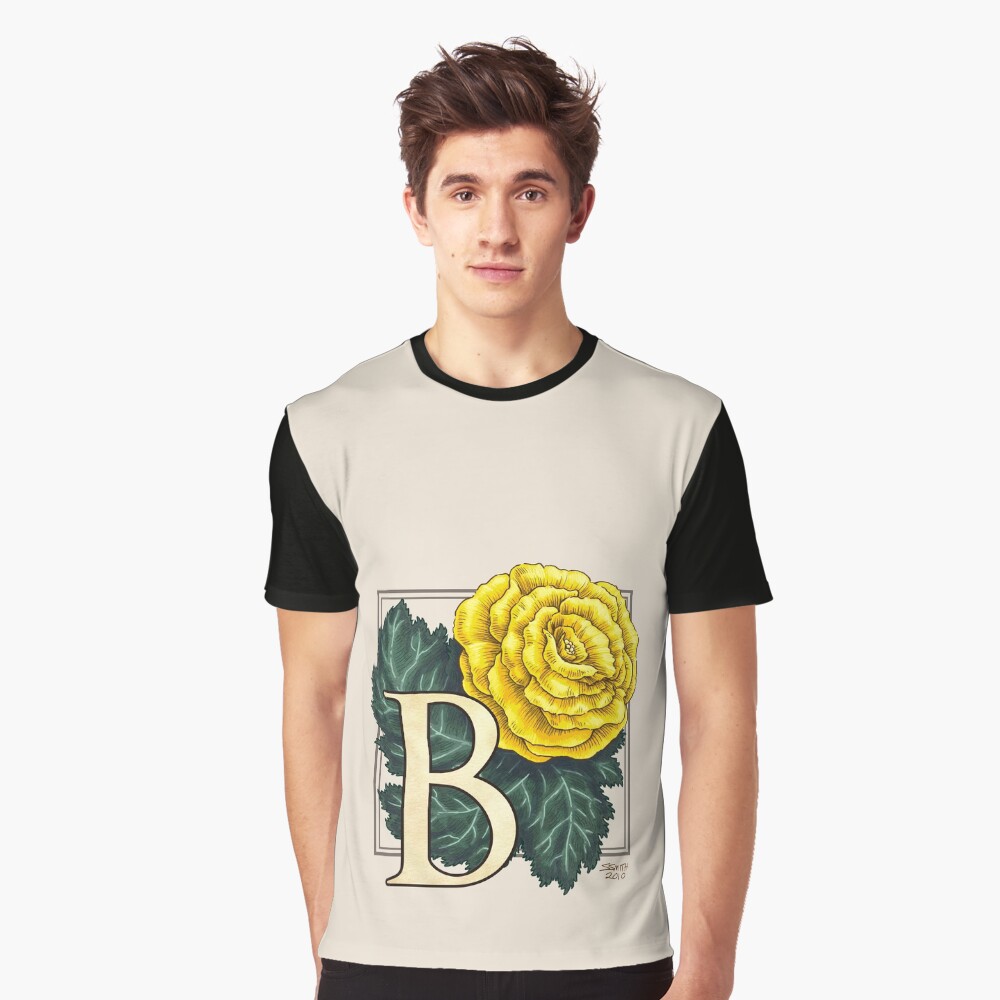 B is for Begonia Flower Monogram Graphic T-Shirt