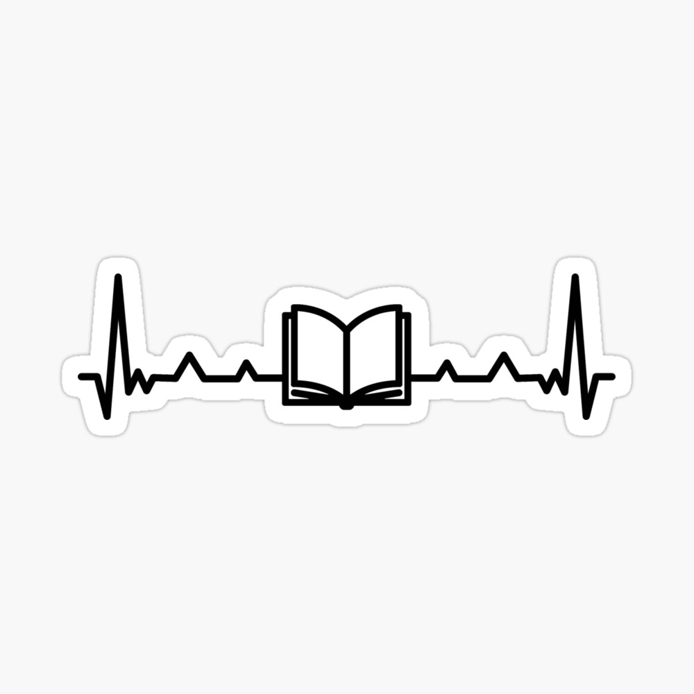 Book Heartbeat Line Sticker