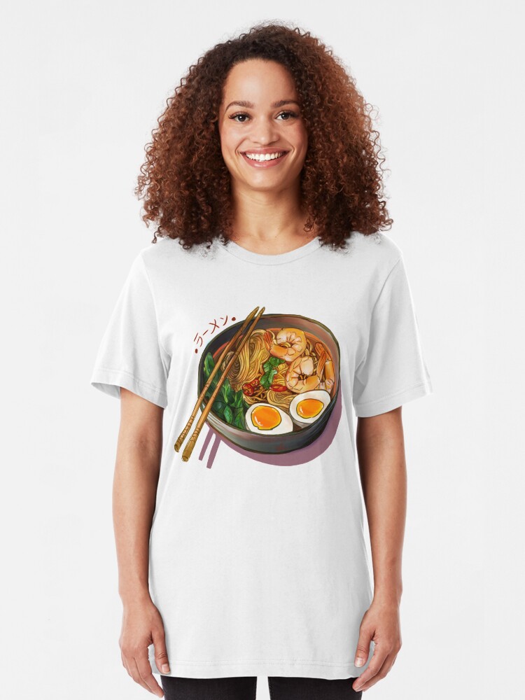 Alternate view of Japanses Ramen Noodles Bowl Slim Fit T-Shirt