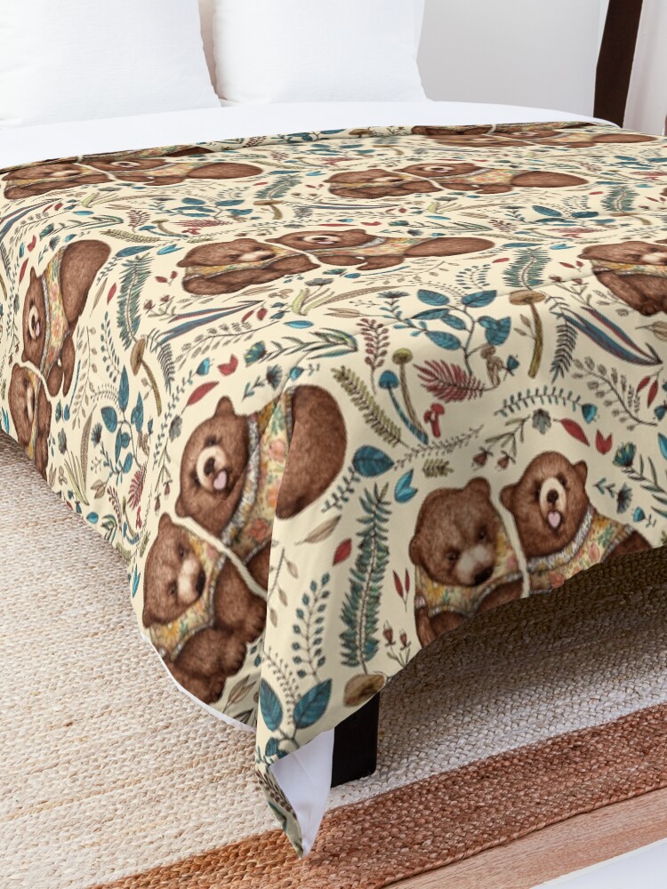 Alternate view of Whimsical Bear Pair with Fantasy Flora Comforter