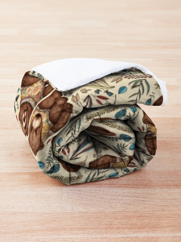 Alternate view of Whimsical Bear Pair with Fantasy Flora Comforter