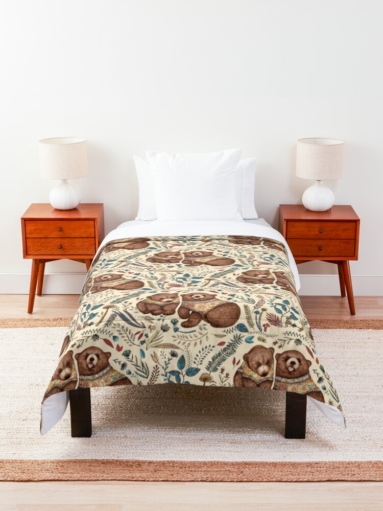 Alternate view of Whimsical Bear Pair with Fantasy Flora Comforter