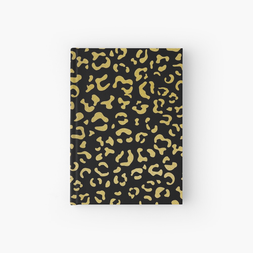 Animal Print, Leopard Spots, Glitter - Gold Black Hardcover Journal