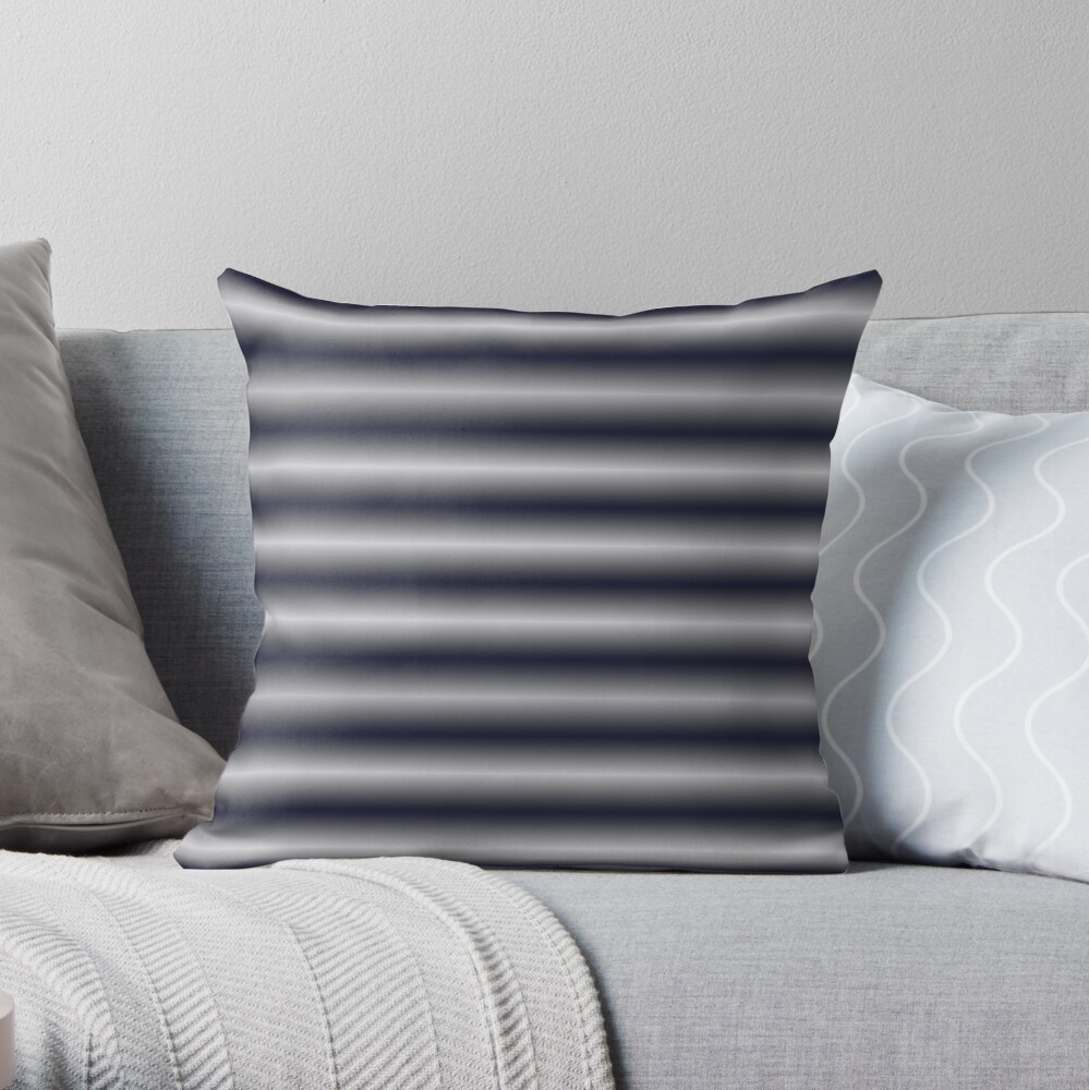 Vibrating Horizontal Bars - Blue Grey Throw Pillow