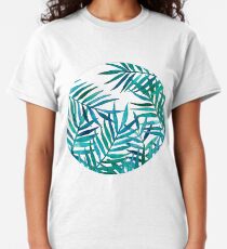 Watercolor Palm Leaves on White Classic T-Shirt