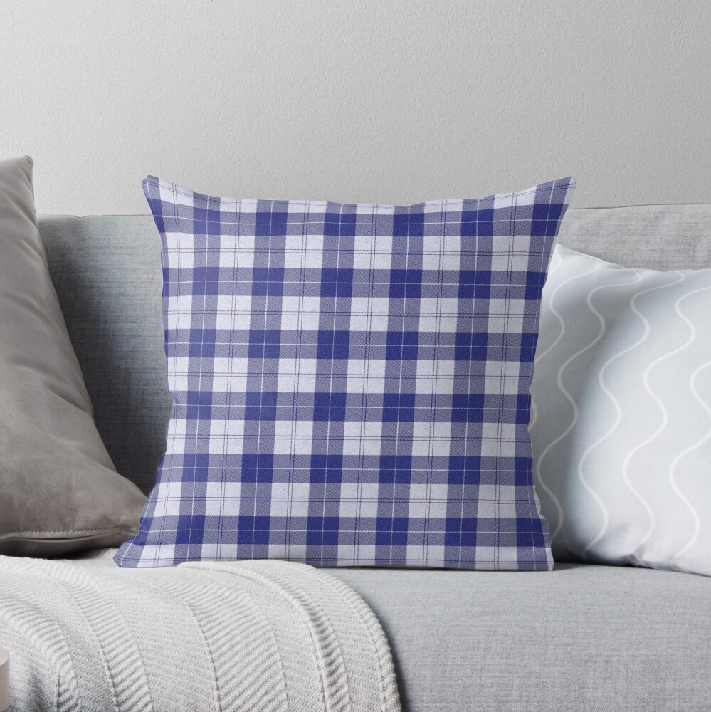Rich Tartan - Blue / White Throw Pillow