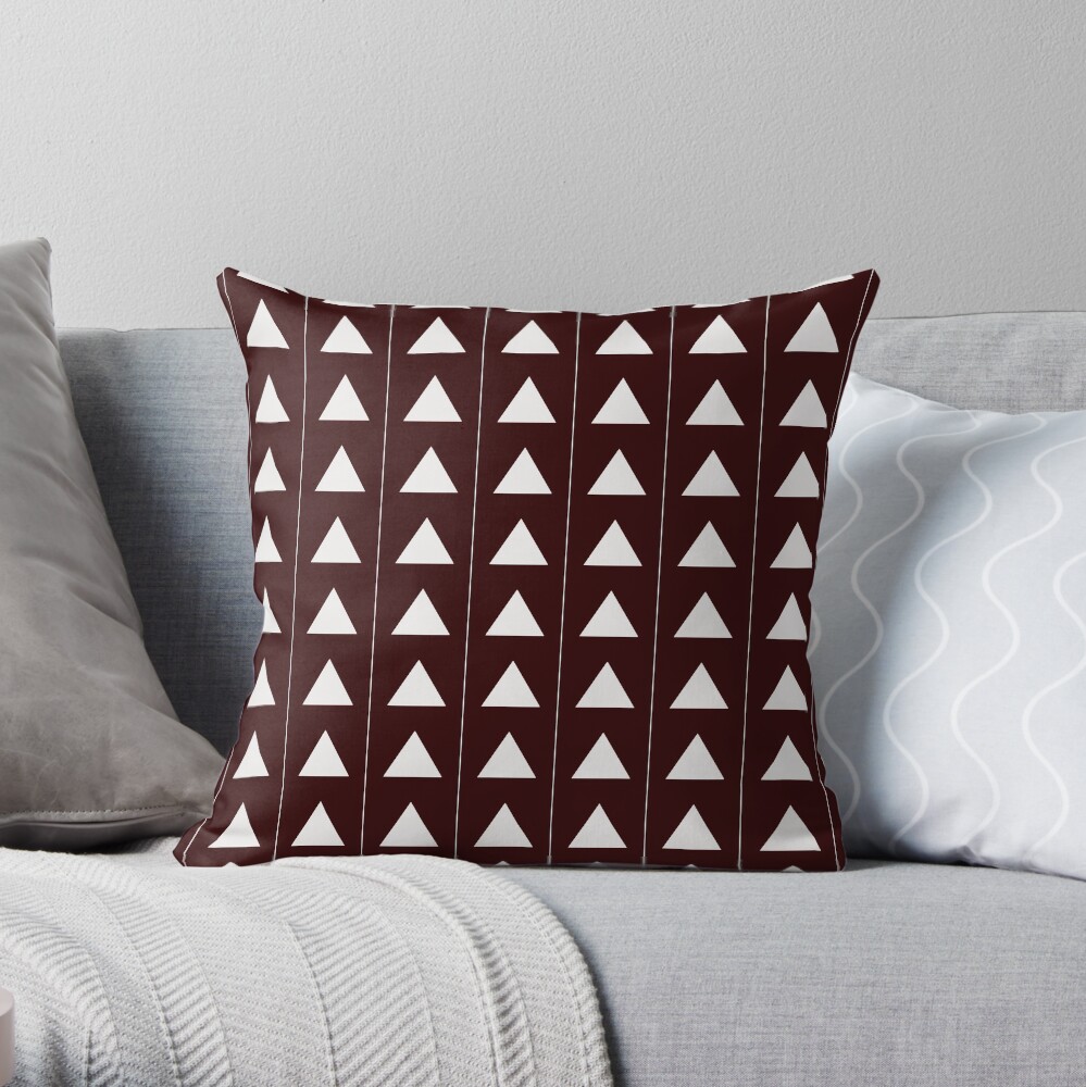 Pyramid Triangles - Deep Red Throw Pillow