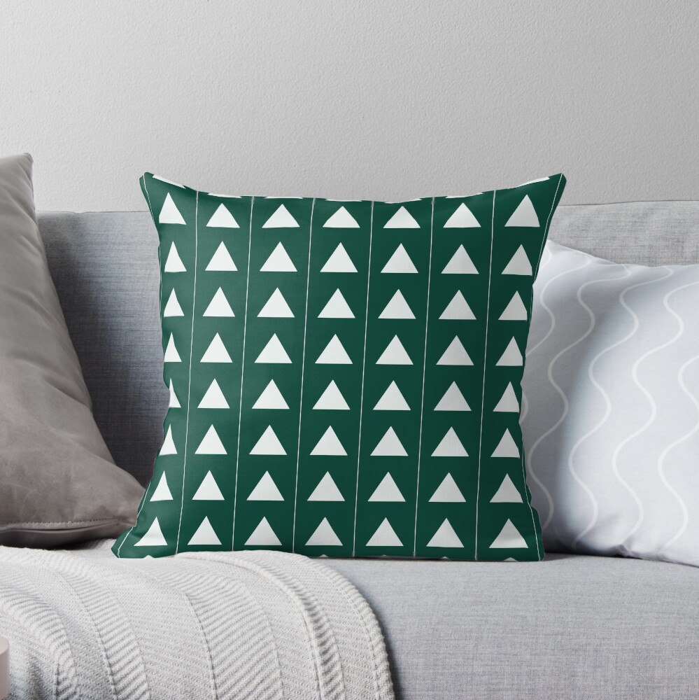 Pyramid Triangles - Turquoise Green Throw Pillow