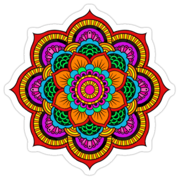 Colourful Indian Mandala Stickers By Elliehopkins Redbubble 