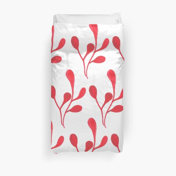 Rotes Blattmuster Bettbezug
