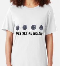 They See Me Rollin' Black Moon Emoji Trendy/Hipster/Tumblr Meme Slim Fit T-Shirt