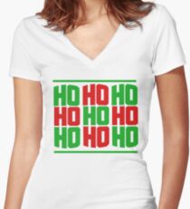 HO HO HO merry christmas Women's Fitted V-Neck T-Shirt