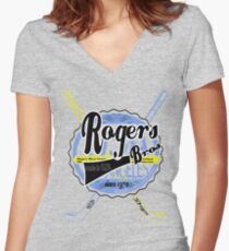 usa new york tshirt by rogers bros co Women's Fitted V-Neck T-Shirt