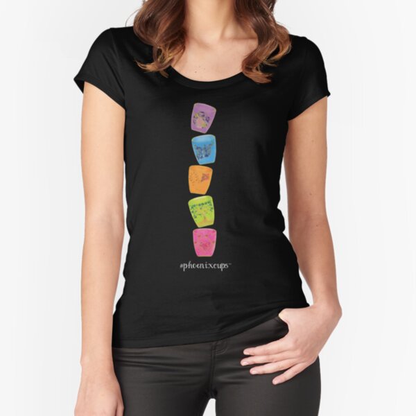 Phoenix Cups (Vertical - White text) Fitted Scoop T-Shirt
