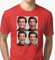 Jim Carrey faces in color Tri-blend T-Shirt
